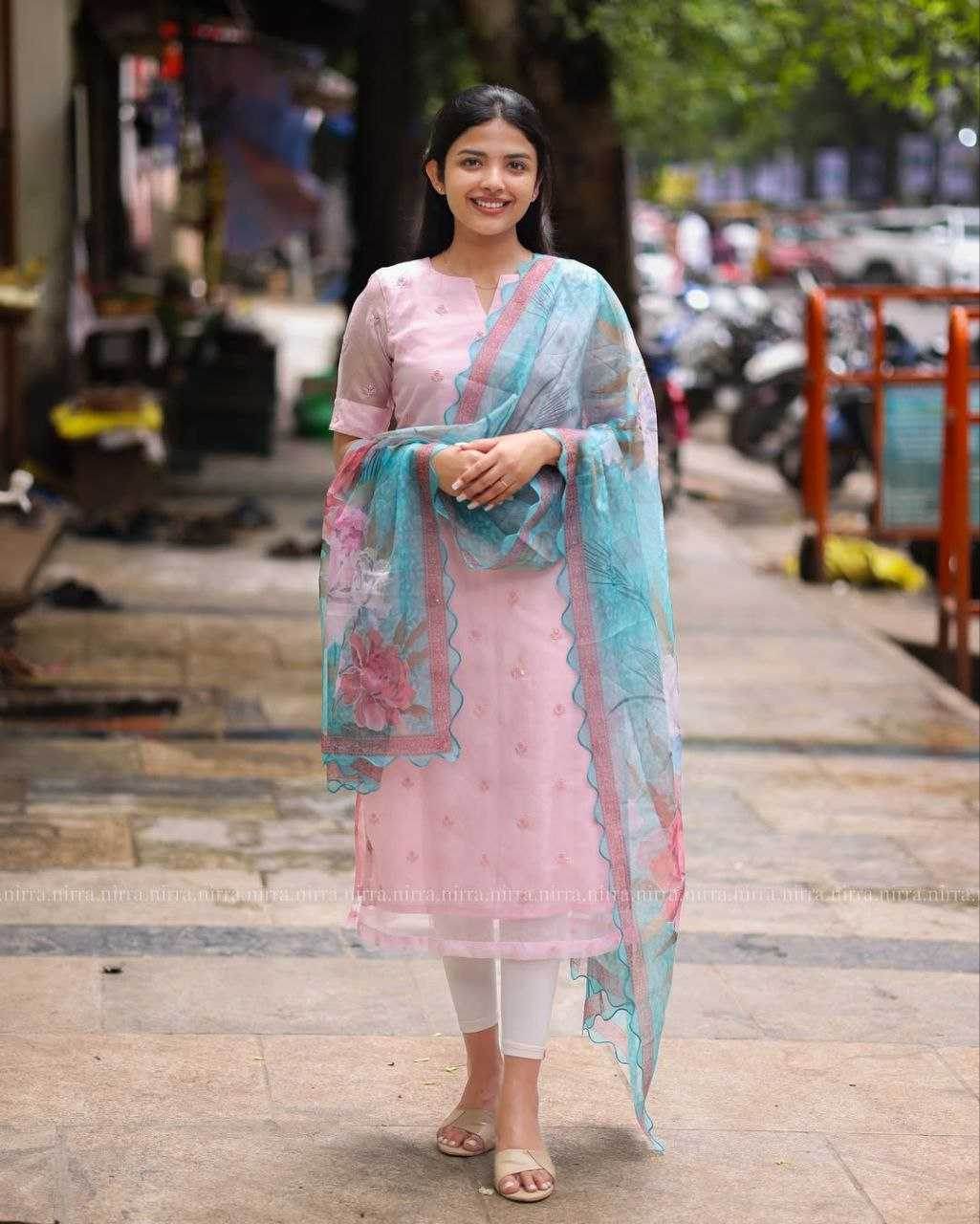 Organza Gulab Kurti and Duppata Suits & - MYLUXURY LANE ENTERPRISE